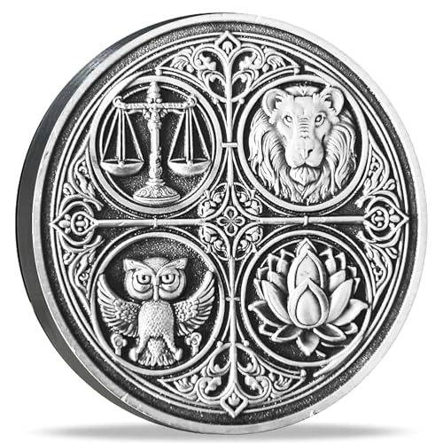 Strugglejewelry The Four Cardinal Virtues Stoic Coin - Emblem der christlichen ethischen Prinzipien - Inspirierende tägliche Erinnerung für Stoizismus-Enthusiasten und nachdenkliche Geschenke von Strugglejewelry