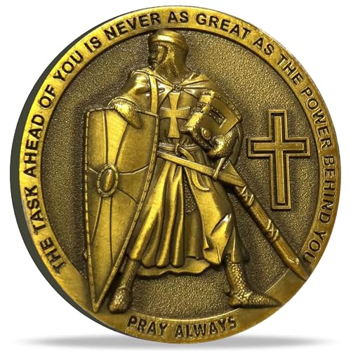 The Task Ahead of You is Never As Great As The Power Behind You Christian Challenge Coin Armed Soldier Cross Relief Inspiring Bible Verse Pocket Token (Single Coin) von Strugglejewelry