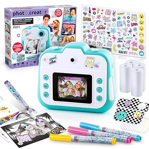 Canal Toys - Photo Creator CLK 001- Sofortbildkamera für Kinder-Instant-Druck Creator mit LCD-Display-Kinderkamera und Fotodrucker in one mit Thermopapier, 1 Set, hellblau von Canal Toys