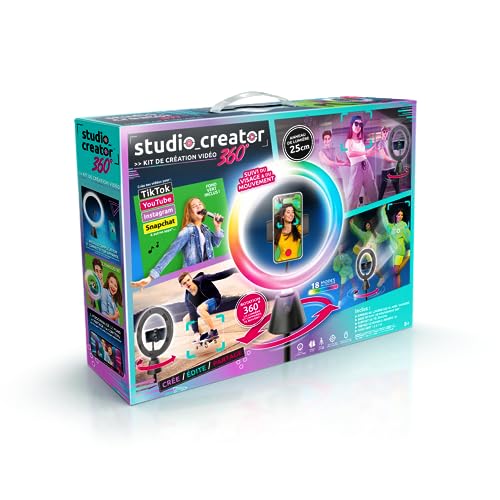 Canal Toys - Studio Creator INF 028, Ringlicht und Stativ LED Smart Motion Tracking, 1 Set Ringlicht für Smartphones fur Selfies & Vlogging, Mit Handyhalter & Fernbedienung, Schwarz von Canal Toys