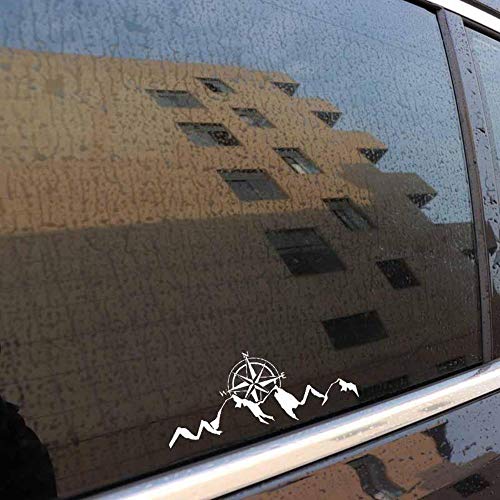 Mountain Compass Sun Rising Fun Window Bumper Vinyl Decal Sticker 14.7CM x 6.2CM - White von Handmade By Stukk