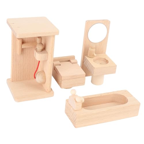 StyleBest Wood Mini Badezimmer Spielzeugset Badewanne Waschbecken Toilette Badezimmer Möbelzubehör für Kinder Geburtstagsgeschenk von Stylebest