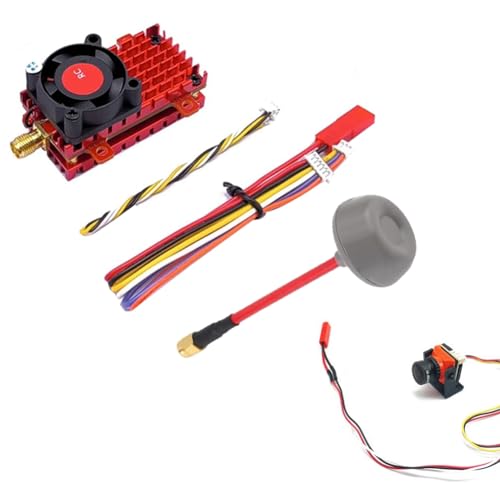 Stytpwra 5,8G 48CH 2W FPV VTX + 1500TVL Cam + Antenne FPV Transmitter Audio Video 2000 mW integriertes Mikrofon für FPV-Drohne mit langer Reichweite von Stytpwra