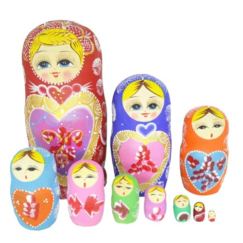 Stytpwra Matrjoschka-Puppen, 10 Stück, aus , niedlich, handgefertigt, zum Basteln, Liebesherz, niedliche Puppen von Stytpwra