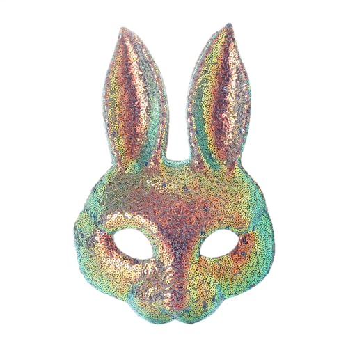 Sucritude Halb -Face -Gesichtsabdeckungen, OsterGesichtsabdeckungen,Halbgesichts -Pailletten -Kaninchen -Abdeckungen | Bunny Masken für Frauen Damen, Kostümzubehör für Halloween Ostermaskerade von Sucritude