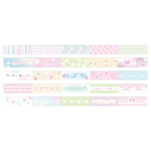 5PCS Dekoratives Papierband Mit Schönen Mustern Für Schreibwarenliebhaber Zeitschriften Planer Scrapbooking Dekoratives Klebebandset von SueaLe