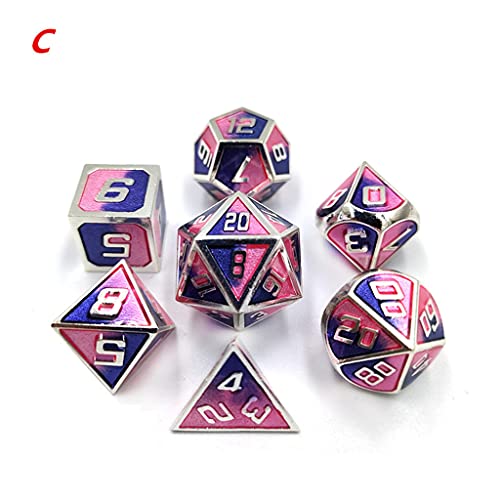 7-teiliges Metallwürfel Set Für D&D Brettspiele Polyedrische Würfel Für RPG Rollenspiele Metallwürfel Grün Und von SueaLe