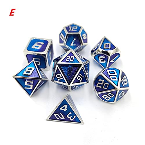 7-teiliges Metallwürfel Set Für D&D Brettspiele Polyedrische Würfel Für RPG Rollenspiele Metallwürfel Grün Und von SueaLe