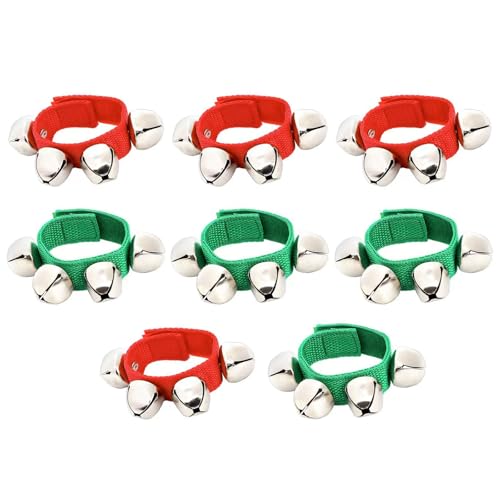 8pcs Musical Rhythmus Armband Knöchel Glocken Rasseln Instrumente Kinder Erwachsene Handgelenk Glocken Multikolor Handgelenk Handgelenk Handgelenk Glocken von SueaLe