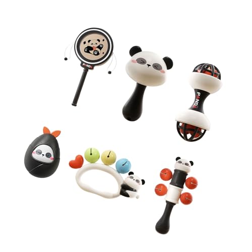 Säuglings Panda Rassel Maracas Spielzeug Kunststoff Hand Auge Koordination Motorik Verbesserung Der Vielseitigkeit Für Kinderzimmer Dekorationen 3/4/6/8 Stück von SueaLe