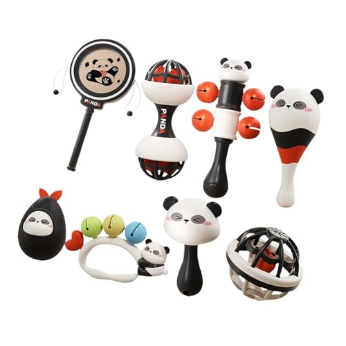 Säuglings Panda Rassel Maracas Spielzeug Kunststoff Hand Auge Koordination Motorik Verbesserung Der Vielseitigkeit Für Kinderzimmer Dekorationen 3/4/6/8 Stück von SueaLe