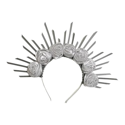 SueaLe Einzigartige Punk Künstlerische Haarband Head Accessoire Für Erwachsene Hair Hoop Mit Rosette Und Blumen Cosplay Maid von SueaLe