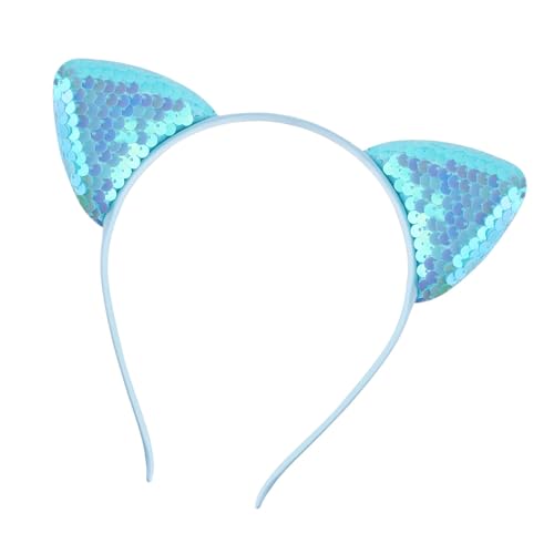 SueaLe Stylish Ohr Ohr Kopfbedeckung Mit Glitzernden Blauen Pailletten Kostüm Headban Cosplay Kopfbedeckung Für Verschiedene Anlässe Geeignet von SueaLe