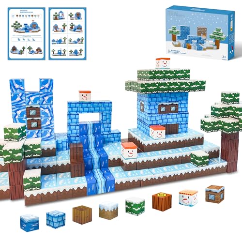 Suebah Magnetische Bausteine Mit 108pcs Magnete Kinder Spiel EIS Schneewelt Frozen Magnetbausteine Spielzeug Weihnachten Geschenke Kinder Spielzeug ab 3 4 5 6 7 8 Jahre Junge Und MäDchen Kinder von Suebah