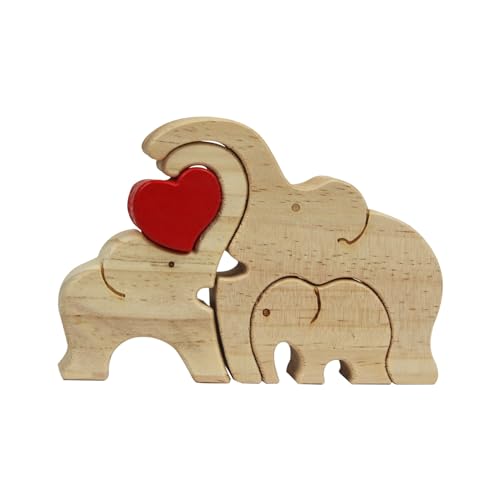 Suerhatcon Elefanten Familienpuzzle Holzkunstpuzzle Familie Holz Puzzle Skulptur, Geschenk Für Familie, Home Tischdekoration Ornament (B) von Suerhatcon