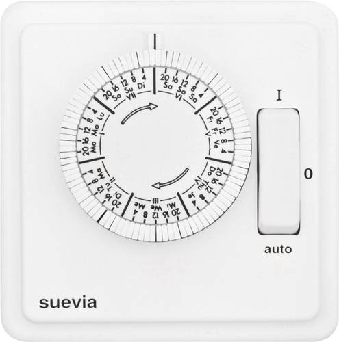 Suevia SU280439 Unterputz-Zeitschaltuhr analog Wochenprogramm 1200W IP20 EIN/AUTO/AUS-Programm von Suevia