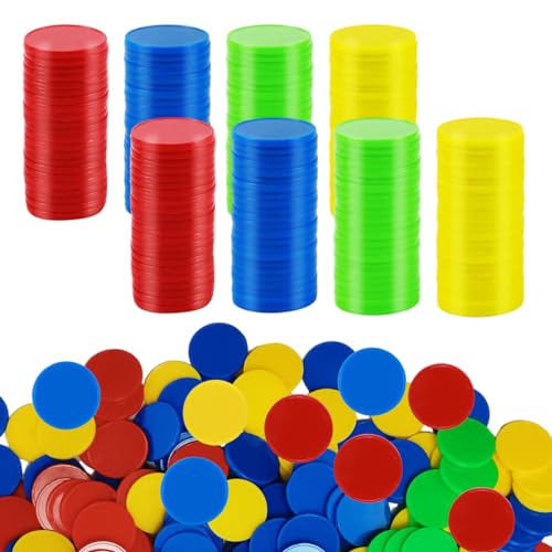 400 Stücke Kunststoff Pokerchips, 4 Farben 0,98 Zoll Zählchips für Kinder Spiel Mathematik Zählen Bingospiel Blanko Kunststoffzähler für Kinder Belohnung von Suevut