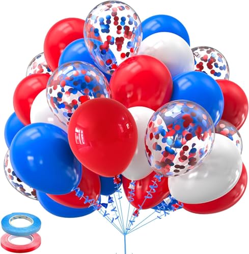 Spinne Luftballon-Set, Geburtstagsballondekorationen, Geburtstagsfeierzubehör mit Aluminiumballons, rund*2, Form*3, Buchstabenballons, Stern*2 (Rot und Blau) von Suffolly