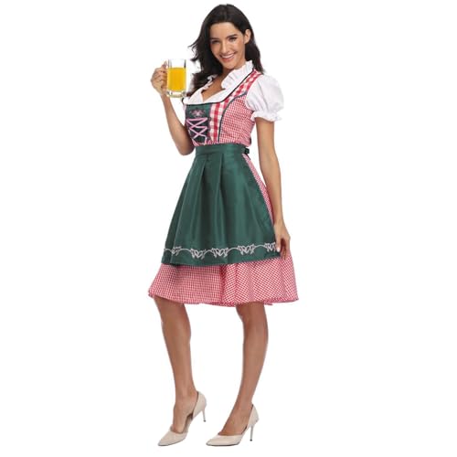 Suffolly Oktoberfest-Outfit für Damen, Oktoberfest, Lederhose, Dirndlkleid, Oktoberfest-Kostüm, Halloween, Dienstmädchen, Deutsche Verkleidung (Tintengrün, L) von Suffolly