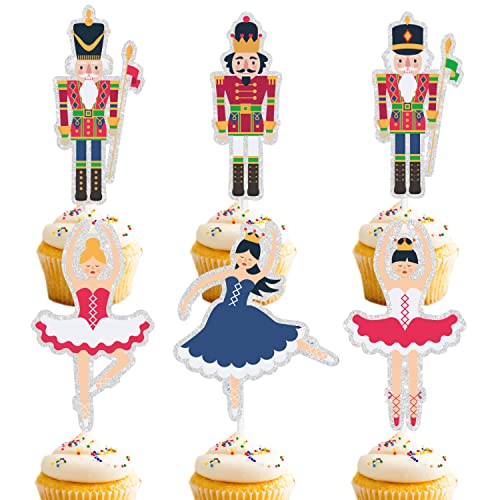 18 Stück Weihnachts-Nussknacker-Cupcake-Topper, Nussknacker, Ballett-Thema, Weihnachten, Geburtstag, Party oder Weihnachtsfeier. --SugarGera von SugarGera