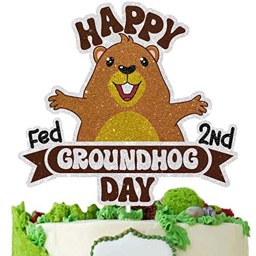 Glitzer-Meerschwein-Kuchenaufsatz – Happy Groundhog Day Dekoration für eine Geburtstagsparty mit Meerschweinchen oder eine 2. Februar-Meerschwein-Urlaubsparty – SugarGera von SugarGera