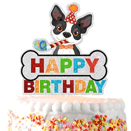 Schwarzer Chihuahua-Geburtstagskuchenaufsatz – Hund Geburtstag Feier Party Cartoon Glitzer Dekoration von SugarGera