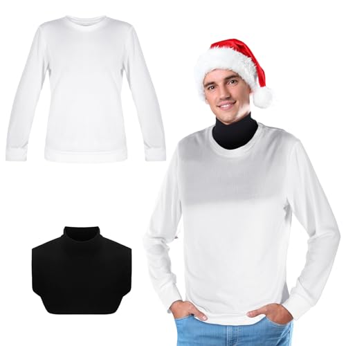 Suhine 2 Pcs Christmas Holiday Vacation Sweater Costume Set for Men with Cousin White Sweater Black Dickey for Xmas Holiday Bar Ugly Xmas Sweater Party Crawl Gift Exchange Cosplay von Suhine