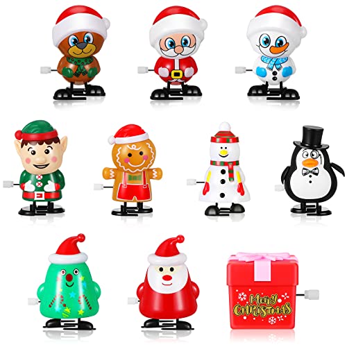 10 Stück Weihnachten Aufziehspielzeug Verschiedene Weihnachten Uhrwerk Spielzeug Weihnachtsmann Aufziehfigur Weihnachten Pinguin Taschenfüller für Kinder Geburtstag Gastgeschenke, 10 Stile von Suilung