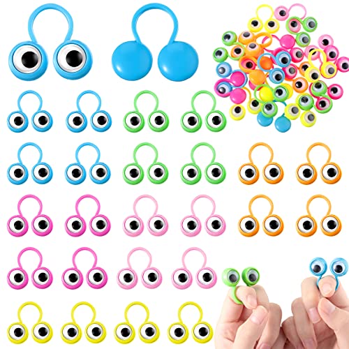 Suilung 24 Stück Auge Fingerpuppen Kulleraugen Ringe Kunststoff Augapfel Ring Spielzeug Wackelig Augapfel Fingerpuppe Ringe für Jungen Mädchen Halloween Gastgeschenke Klassenzimmer, 6 Farben von Suilung