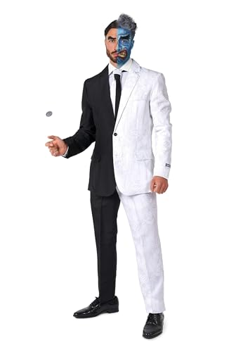Suitmeister Halloween-Kostüm für Herren, zwei Gesichter, DC-Charaktere, schmale Passform, Schwarz und Weiß, Zwei Gesichter, L Suitmeister Halloween-Kostüm für Herren, zwei Gesichter, DC-Charaktere, schmale Passform, Schwarz und Weiß, Zwei Gesichter, L von Suitmeister