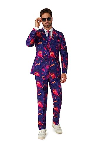 Suitmeister Herren Retro Neon Kostüm Anzug - Perfekt für Retro Partys, Halloween - Größe M von Suitmeister