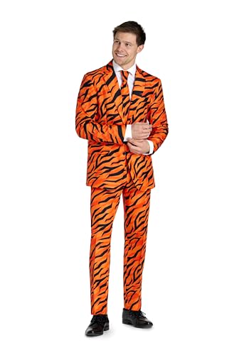 Suitmeister Herren Tiger Kostüm - Motto Party & Halloween Outfit - inklusive Blazer, Hose und Krawatte - Orange von Suitmeister