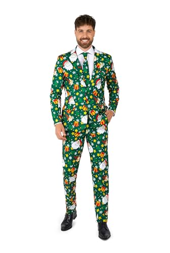 Suitmeister Herren Weihnachtsanzug - Weihnachten Santa & Elves Outfit - Tailliert Party Kostüme - Grün von Suitmeister