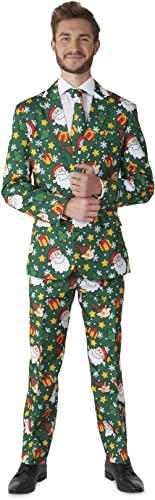 Suitmeister Herren Weihnachtsanzug - Weihnachten Santa & Elves Outfit - Tailliert Party Kostüme - Grün von Suitmeister