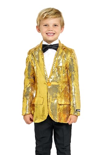 Suitmeister Pailletten-Blazer für Jungen - Glänzende Partyjacke für Kinder - Weihnachten & Sylvester - Slim Fit - Blazer für Jungen - Gold von Suitmeister