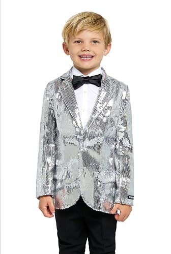 Suitmeister Pailletten-Blazer für Jungen - Glänzende Partyjacke für Kinder - Weihnachten & Sylvester - Slim Fit - Blazer für Jungen - Silber Suitmeister Pailletten-Blazer für Jungen - Glänzende Partyjacke für Kinder - Weihnachten & Sylvester - Slim Fit - Blazer für Jungen - Silber von Suitmeister