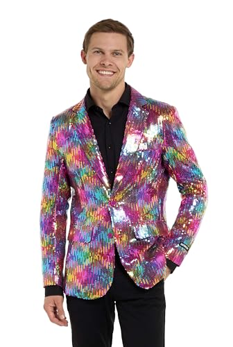 Suitmeister Regenbogen Party-Blazer für Herren - Weihnachten, Silvesterparty - Glänzende Pailletten-Anzugjacke - Mehrfarbig von Suitmeister