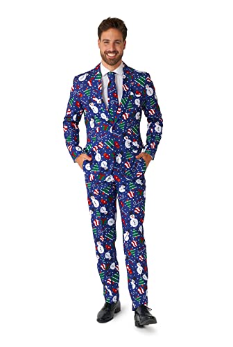 Suitmeister Weihnachtsanzug für Herren - Xmas Snowman Blue Outfit - Tailliert Party Kostüme - Blau von Suitmeister