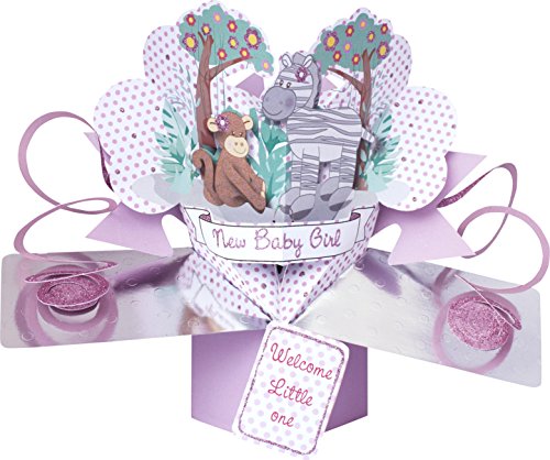 Pop-Up Card 19423 3D Pop Up Gruβkarte Jungle Friends Baby Girl, Multicoloured von Pop-Up Card