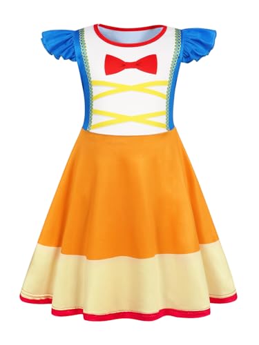 Sukyfecde Prinzessin Schneewittchen Kleid für Kleinkind Mädchen Halloween Kostüm Geburtstag Kleider Rollenspiel Outfits Größe 6 Gelb von Sukyfecde