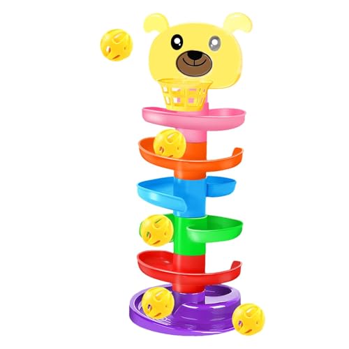 Baby Ball Drop Ramp, Rolling Tower Toy, Ball Rampe, 6-Layer-Design enthält 5 farbenfrohe Bälle, die Rutschen helle und farbenfrohe Ästhetik für Kinder Mädchen Machen von Sulxyi