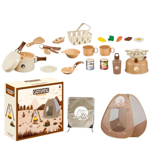 Camping Tent Set, Kids Camping Gear, Pretend Play Camp, Camping Gear Tools, Kids Campfire Set, Pretend Play Campfire Portable and Easy Setup Realistic Camping Experience for Kids Boys Girls von Sulxyi