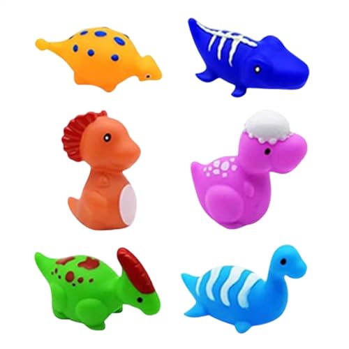 Dinosaur Bath Toys, Light Up Bath Toys, Floating Baby Toys, Baby Shower Toys, Rubber Dinosaur Toys, Pool Bath Toys, Set of 6 Floating Dinosaurs Light-up Design for 1 2 3 4 5 6 Year Old Boys Girls von Sulxyi