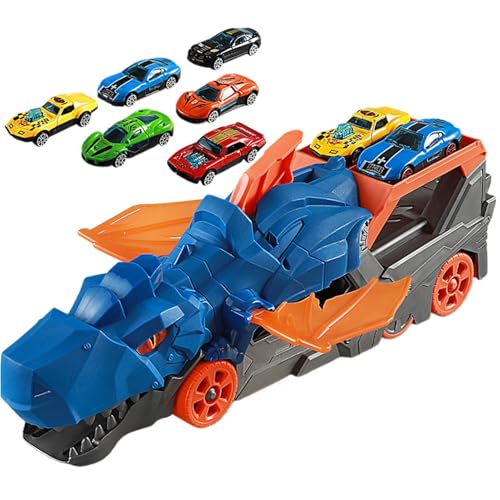 Dinosaur Truck Toys, Back Dinosaur Truck, Dinosaur Transport Truck, Toy Dinosaur Truck, Dinosaur Car Vehicle, Interactive Dinosaur Transport Truck With 6 Racing Vehicles for Age 2 3 4 5 6 Boys Girls von Sulxyi