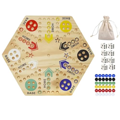 Fast Track Board Game, Marble Game Wahoo Board, Wooden Fast Track Board Game, Marble Game, Interactive Board Game, Interactive and Engaging Gameplay for 4-6 Players, for Family Friends von Sulxyi