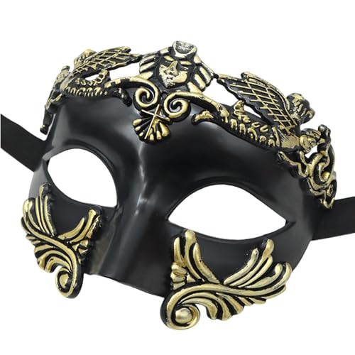 Maskerade Masken, Venezianer Gesichtsmasken, Halloween Augenmasken, Prom Masken, Schwarze Spitze Maskerade Masken, Mit Einstellbarer Passform Antike Griechische Ägyptische Herren Maskerade Cover für von Sulxyi