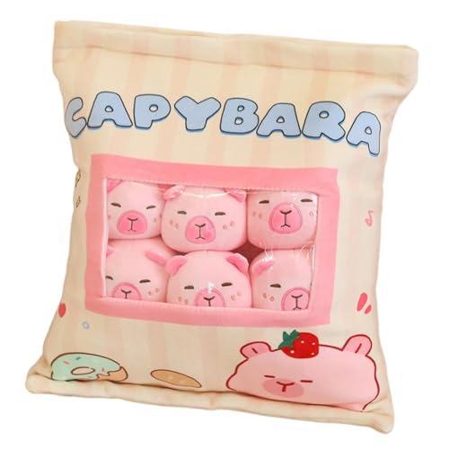 Nettes Snackkissen, gefüllte Tierspielzeug, Snack -Taschenkissen, mit 6 Capybara -Puppe abnehmbar und waschbarer Abdeckung Soft & Material einzigartiger und spielerischer Stil für, Mädchen, Kin von Sulxyi