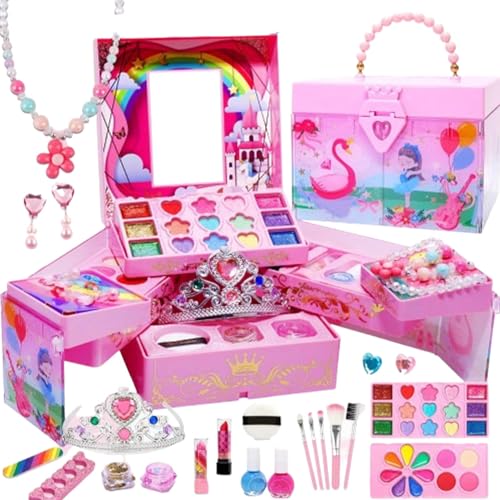 Pretend Play Makeup, Girls Makeup Toys, Washable Cosmetic Kit, Beauty Kit Set, Princess Makeup Sets, Fake Cosmetic Kit, Complete Beauty Kit Washable and Safe Materials or Kids 3 4 5 6 Years Old Girls von Sulxyi