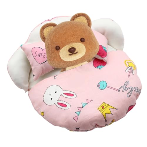 Puppenschlafsack, Puppenmöbel Bett, kleines Schlafsackbett, Puppendecke und Kissen Set, Puppenschlafzimmer-Set, gemütliches Schlafsack-Design Komplettset mit Kissen für Babypuppen von Sulxyi