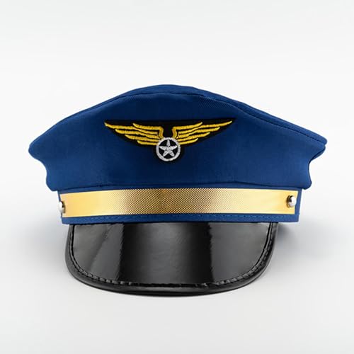 Sulxyi Airline Captain Hut, Cosplay -Pilotkappe, Pilot -Themenhut, einstellbare Fit Authentic Airline Captain Design Einfach zu reinigen, vielseitiger Gebrauch für Halloween -Dress -up -Cosplay von Sulxyi